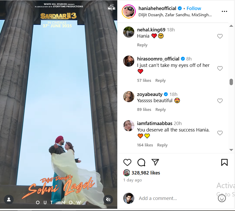 Sardaar Ji 3 Movie, Receives Massive Support from Pakistani Celebrities 4 Pakistani showbiz personalities enthusiastically celebrated Hania success.