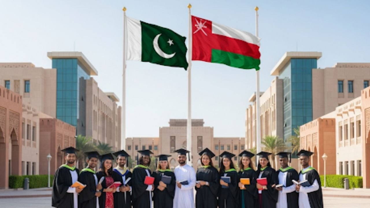 Pakistani students at Omani university campus under Omani Scholarship Program 2025–26.